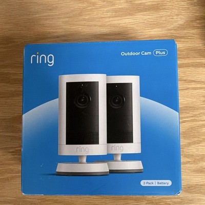 Ring Outdoor Cam Plus, 2 Pack White - Battery Powered - 2K Video NEW & SEALED