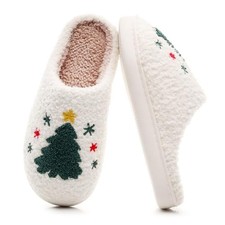 Christmas Reindeer Slippers for 7.5-8.5 Women/6.5-7.5 Men Christmas Tree