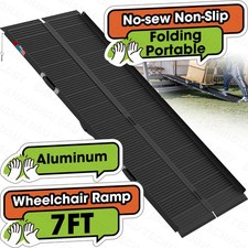 7 FT Wheelchair Ramp Aluminum Door Threshold Portable Folding Wheelchair Ramp