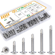 180Pcs 8 Self Tapping Screws Assortment Kit 410 Stainless Steel 6 Sizes Metal