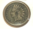 1863 Copper-Nickel Philadelphia Mint Indian Head Cent Clear Date VG/F