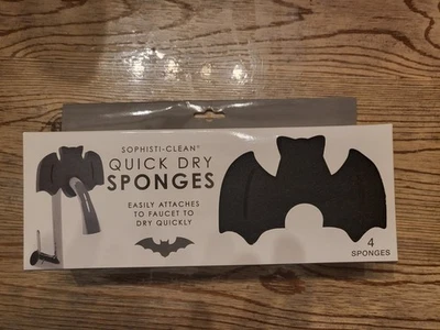 Sophisti-Clean Evriholder Halloween Kitchen Bat Sponge Sponges Black Set Of 4