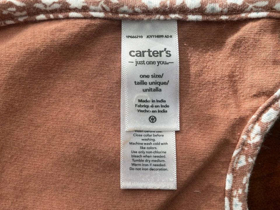 Carter's Baby Girls Allover Floral 100% Cotton Snap Closure Bib One Size Brown - Image 3 of 4