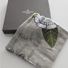 Patek Philippe Gray and Green Cashmere Scarf with Leaf Motif