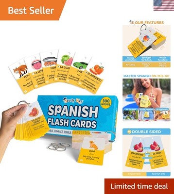 Durable 300-Card English-Spanish Flashcard Set with Bonus Learning Resources