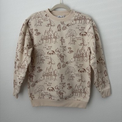 Disney Winnie The Pooh Sweatshirt Women's XS Beige Piglet Eeyore Tigger Pullover