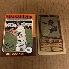 BILL BUCKNER 1975 Topps #244 & 1983 Perma Graphics #22 Baseball Cards (q)