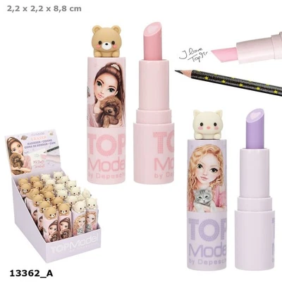 TOPModel Lippenstift Radierer mit Topper Hund oder Katze mit Duft Depesche 13362