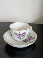 Feine Meissen Porzellan Mokkatasse + UT  mit violetter Blume Pfeifferzeit