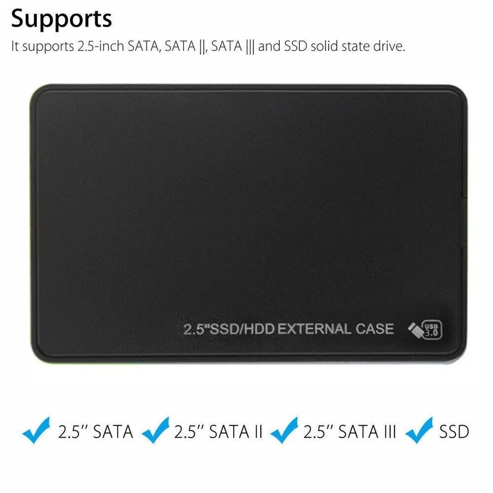 USB 3.0 2TB SATA SSD External Hard Drive Portable Desktop Mobile Hard Disk Case - Image 4 of 4