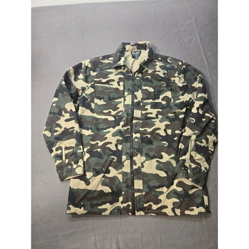 Dogg Supply by Snoop Dogg Mens XS Camo Zip Up Shirt Jacket Woodland Camouflage - product listing photo