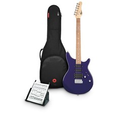Rogue RR100 Rocketeer Electric Guitar With Music Stand and Gig Bag Purple Sky
