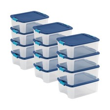 Sterilite 12 Gallon Latch  Carry Storage Box Lidded Containers, Clear, 12 Pack