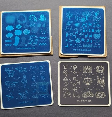 Lot Of 4 Nail Stamp Plate Kads Fashion 038 Chinese 021 Sky 002 003 Zodiac Safari