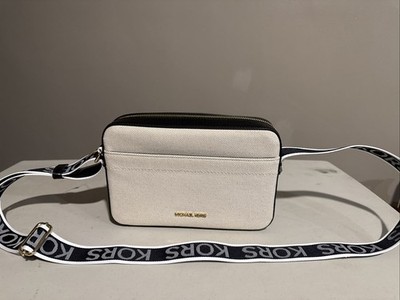 MICHAEL KORS MAEVE LG EW PCKT XBODY CANVAS NATURAL / BLACK MSRP $258.00
