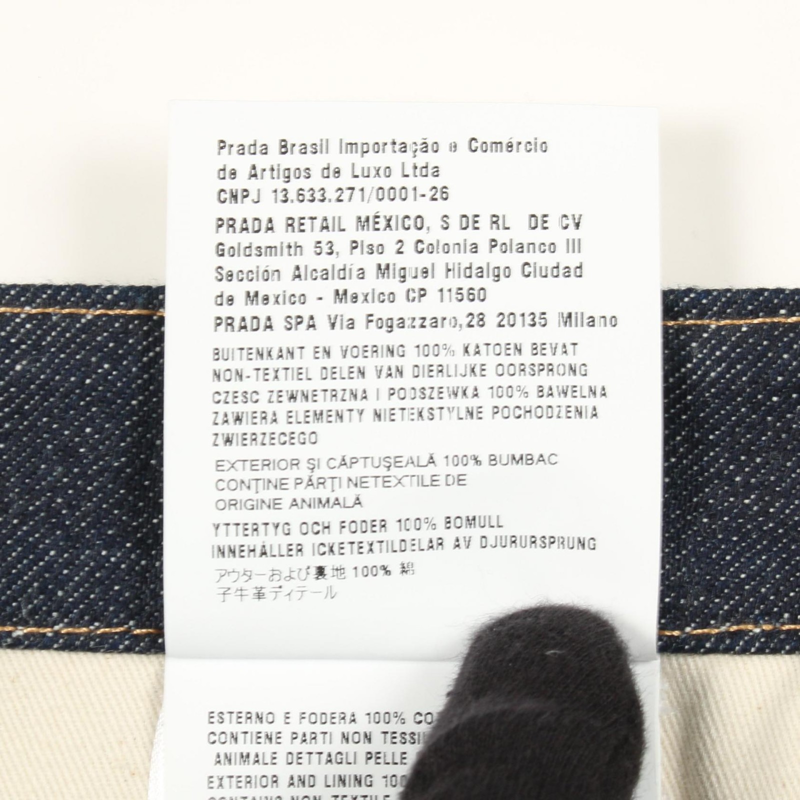 PRADA Triangle Logo Denim skirt cotton Navy #40 Used Women thumbnail 4