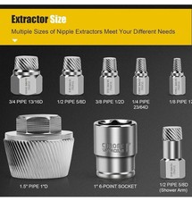 Tub Drain Extractor with 1'' Socket 8pcs Pipe Nipple Extractor