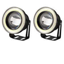 2x White 3.5 Led Fog Light Lamp Projector Halo Angel Eye Ring Light White 6000k