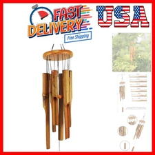 Bamboo Wind Chimes, Outdoor Wooden Wind Chime with Amazing Deep Tone for Gard...