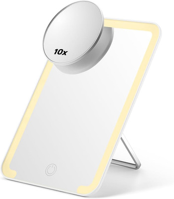 Lighted Makeup Mirror with 10X Magnifying Mirror, 8 X 5 Inches Desk Mirror with