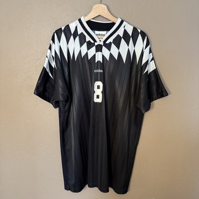 Vintage 90s Adidas Soccer Jersey Men's XL Black Diamond Pattern