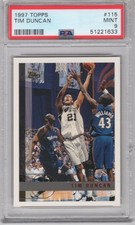 1997 TOPPS TIM DUNCAN ROOKIE CARD #115 PSA GRADED MINT 9. rookie card picture