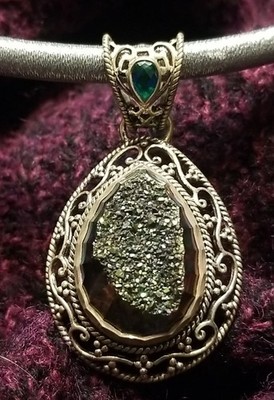 Sajen Silver Drop Pendant Necklace,Blue Drury Quartz, Sterling 925, 20 Inch