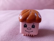 Vintage Stickle Bricks Boy Figure Head Block Brown Hair Replacement Toy Piece