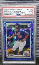 PSA 9 Mint Francisco Alvarez 2020 Bowman Draft Chrome Sapphire #BD-143 Mets