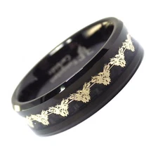 Black Tungsten Gold Phoenix Firebird Ring Mens Womens Wedding Band Sizes 5-17