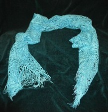 Beautiful Blue Teal Elegant Scarf net Style Pattern Accent to Attire