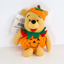 Disney Bean Bag Plush WINNIE THE POOH - PUMPKIN POOH - Halloween Decoration 8"
