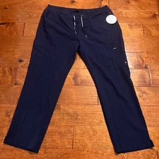 White Cross V Tess Scrub Pants Women's 337 Navy XXL Drawstring Zip Cargo Medical