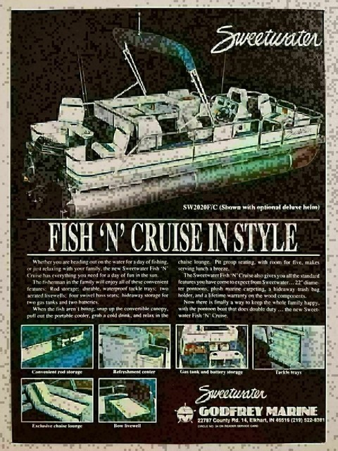 1990 Print Ad Sweetwater Sw2020f C Pontoon Boats Elkhart In Ebay