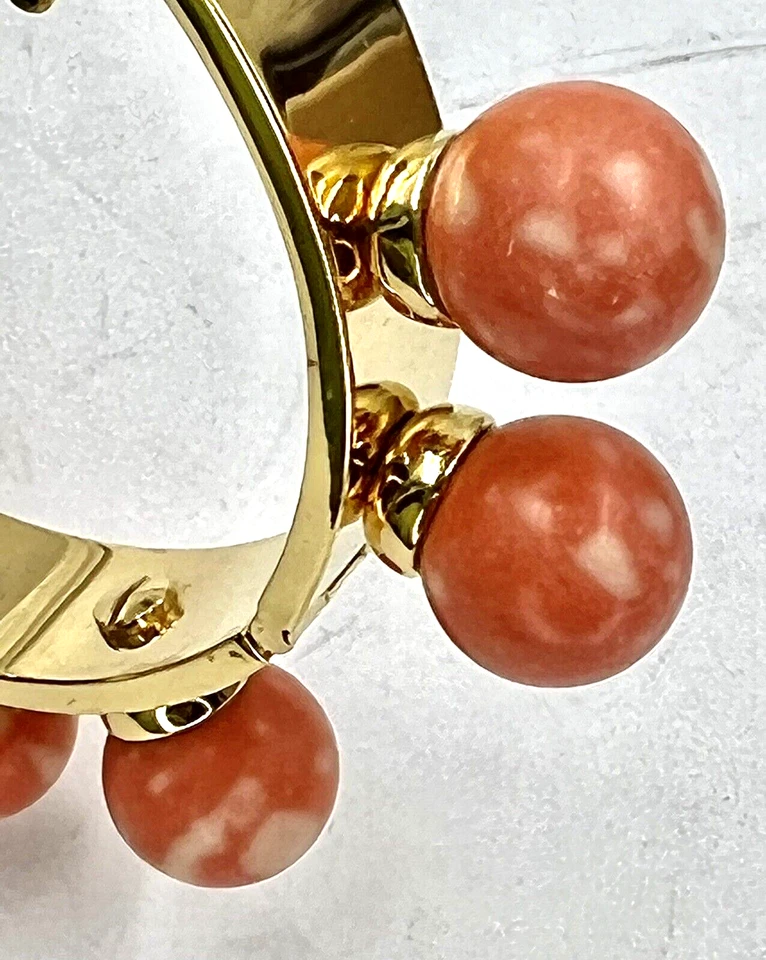 Lele Sadoughi Bracelet bangle Cuff Coral Howlite Bead 22k Gold Plated - Image 3 of 4