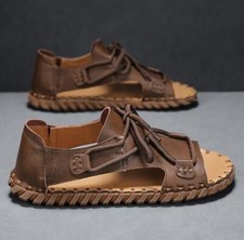 Men's Beach Outdoor Casual Sandals Shoes Flats Summer Roman Lace Up Comfort 44