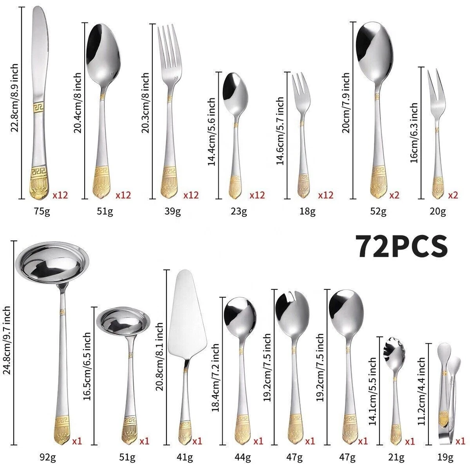 Besteckkasten 24k 72 Teile 12 Personen Luxus Besteck Set 18/10 Edelstahl NEU - Bild 3 von 4