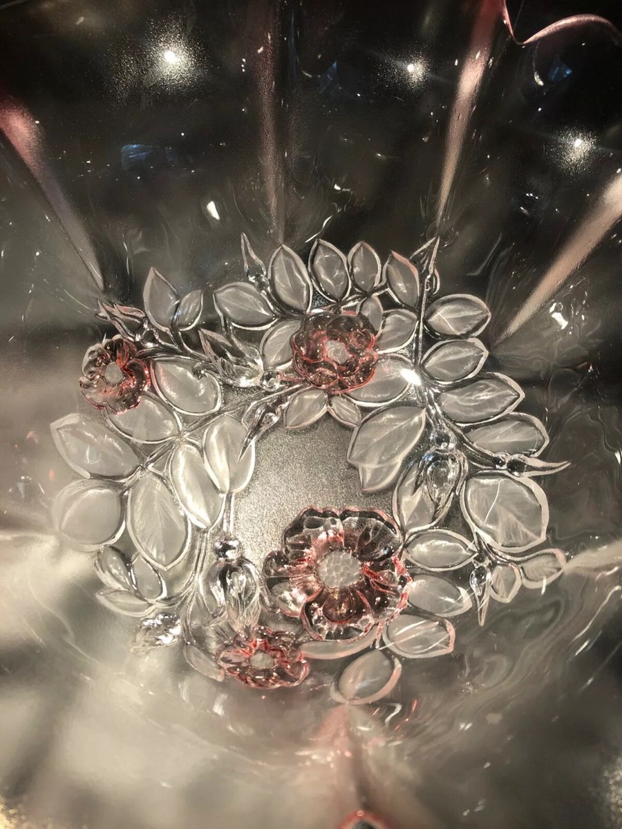 Vintage Mikasa Crystal Bowl Rosella Pattern Pink Rose Flowers W