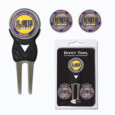Team Golf NCAA LSU Tigers Divot Tool with 3 Golf Ball Markers Set