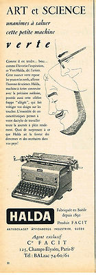 ADVERTISING ADVERTISING 124 1952 FACIT typewriter HALDA