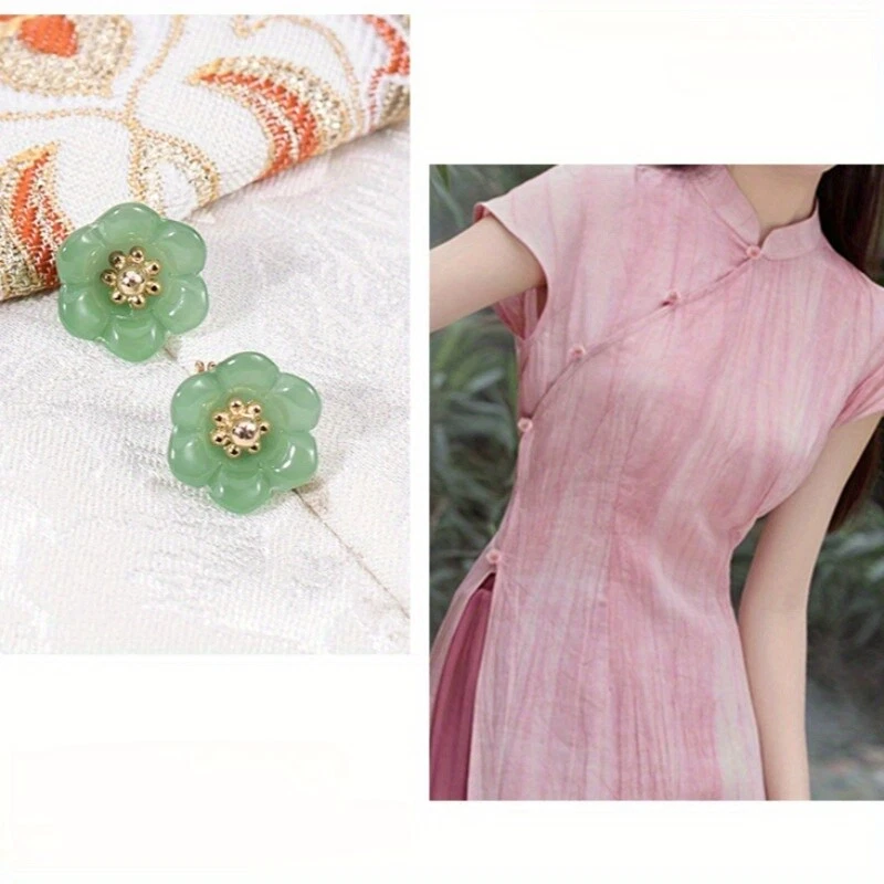 10X Cheongsam Button Imitation Jade Beads Shirt button Lily of The Valley Buckle - Image 4 of 4