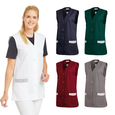 LEIBER Damen Westenkasack o.Arm Druckknopfverschluss Kasack Putzkittel Gastro