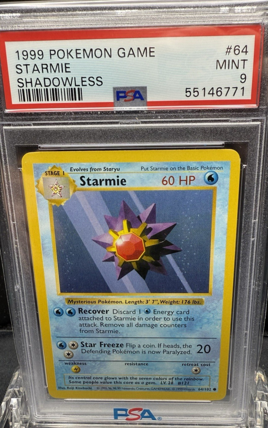1999  POKEMON  GAME  STARMIE  SHADOWLESS  #64   PSA 9