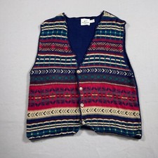 Van Heusen 417 Sweater Vest Men XL Regular Multi Color Aztec Western Vintage