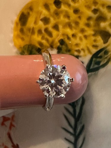 2.00 Ct Round Cut VVS1/D GRA Moissanite Engagement Wedding 14k White Gold Plated - Picture 7 of 11
