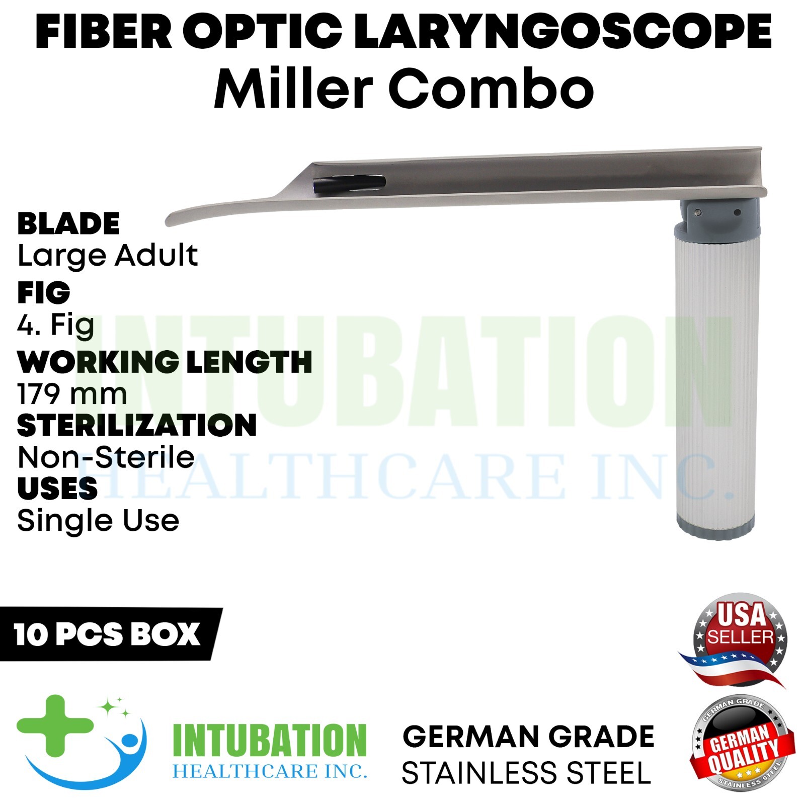 Fiberoptic Laryngoscope Macintosh Blade - EMT Anesthesia Intubation, German Grade