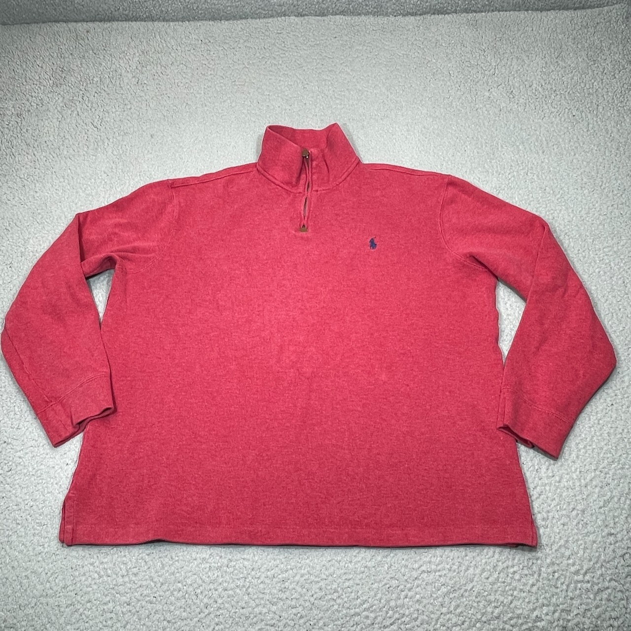 Felpa polo Ralph Lauren uomo extra large cerniera rossa pullover pony golf