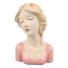 Atyhao Modern Ceramic Face Vase, Decorative Lady Vase for Plants, Flowers, Ma...