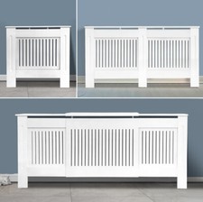 Painted Radiator Cover Cabinet Vertical Modern Style Slats White E1 MDF 5 Sizes