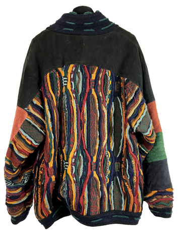 Fits L XL Rare Vintage Coogi Suede + Wool Sweater Coat Jacket - Picture 2 of 7